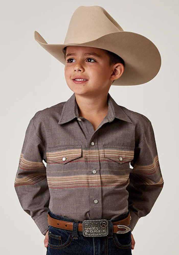 Boy's Roper Border Stripe Western Shirt