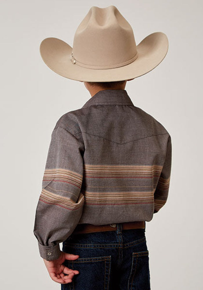 Boy's Roper Border Stripe Western Shirt