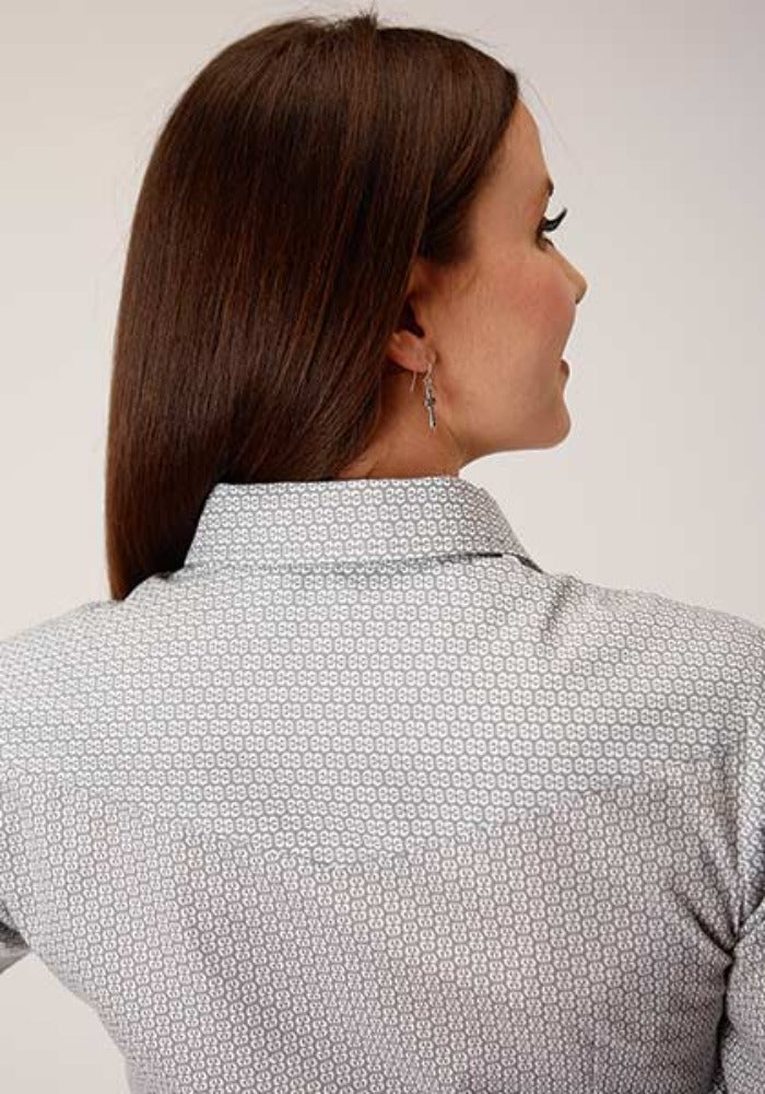 Women's Roper Gray & White Print Western Shirt