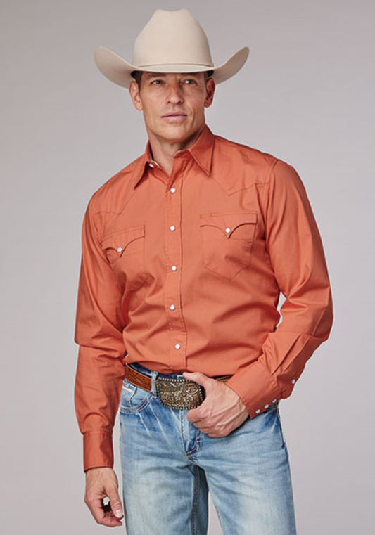 Men's Roper Orange Poplin Western Shirt