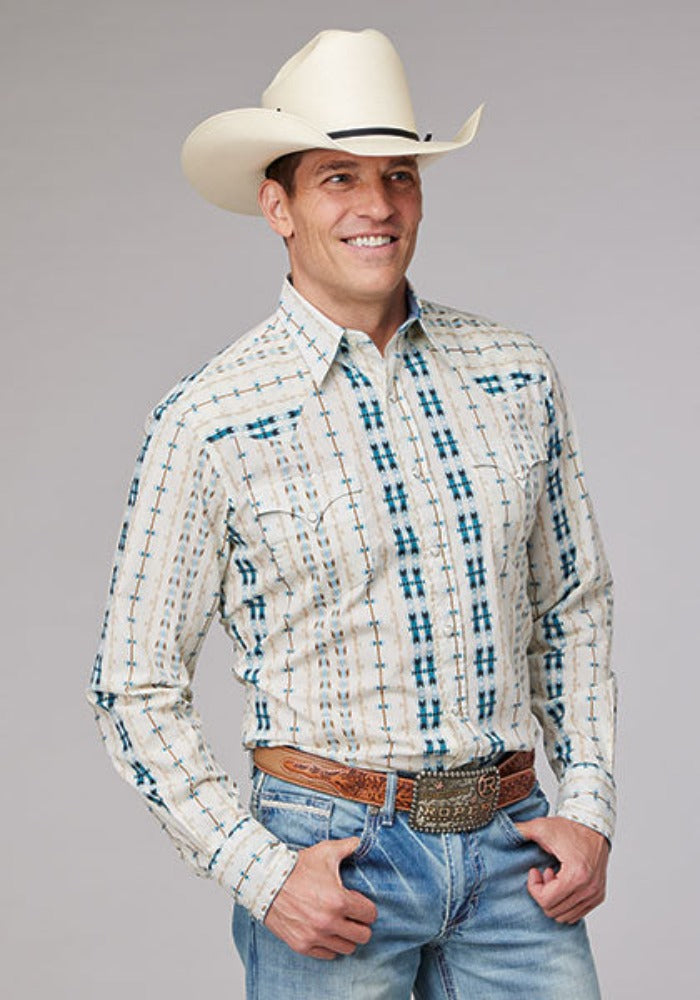 Men's Roper Vertical Aztec Print Western Shirt