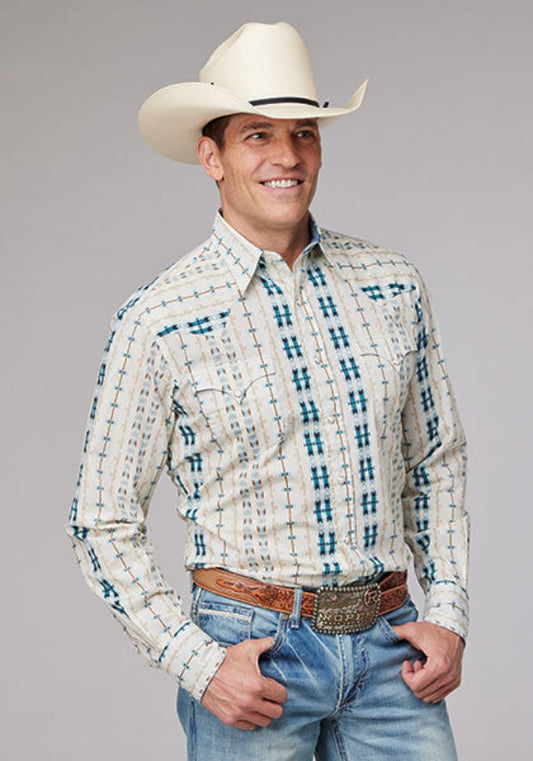Men's Roper Vertical Aztec Print Western Shirt