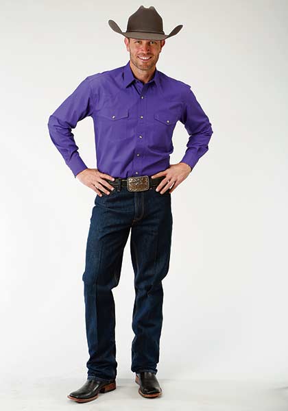 Men's Roper Purple Solid Poplin Shirt