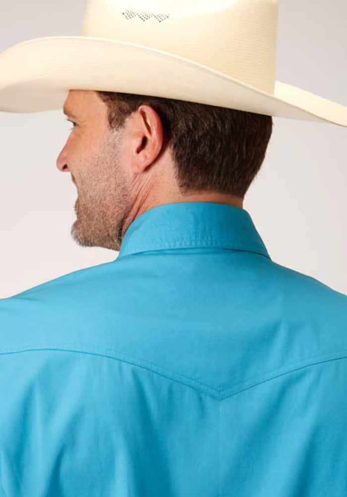 Roper Men's Turquoise Stretch Poplin Snap Up Western Shirt