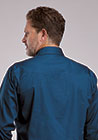 MENS ROPER SHIRT SNAP SOLID STRETCH POPLIN - NAVY