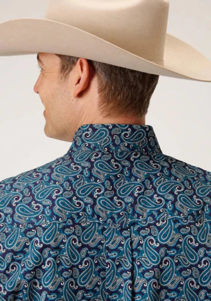 Roper Men's Purple & Teal Paisley Snap Up Western Shirt