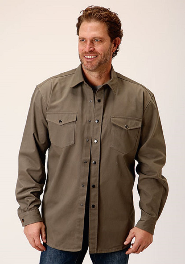 Roper Men's Twill Snap Up Long Sleeve Shirt