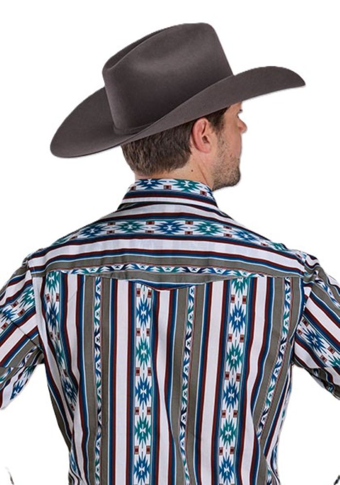Men's Vertical Vintage Retro Stripe Western Shirt