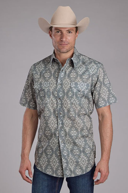 West Made Collection Men's SS Horizontal Aztec Print Shirt