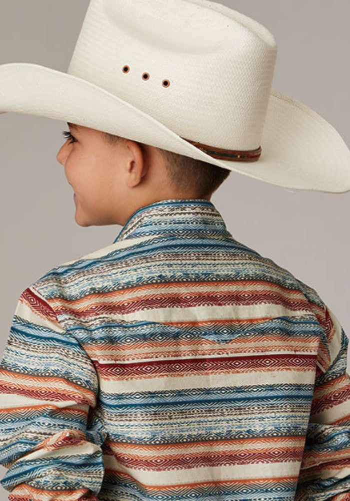 Boy's Roper Horizontal Aztec Print Western Shirt