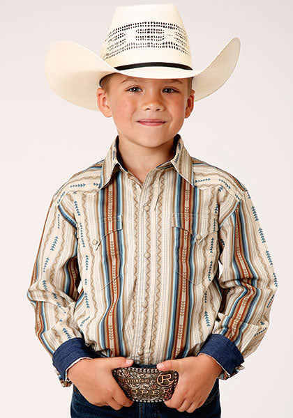 Roper Boy's Desert Stripe Western Shirt w/ Snaps