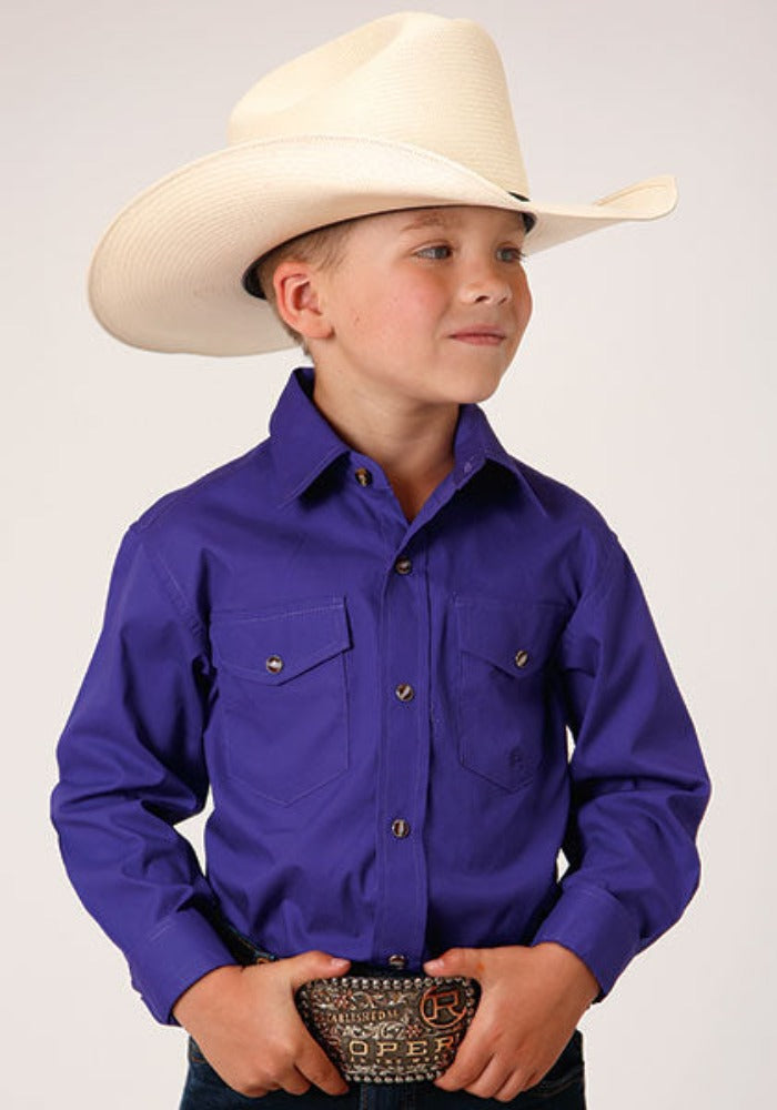 Boy's Roper Solid Poplin Snap Up Shirt