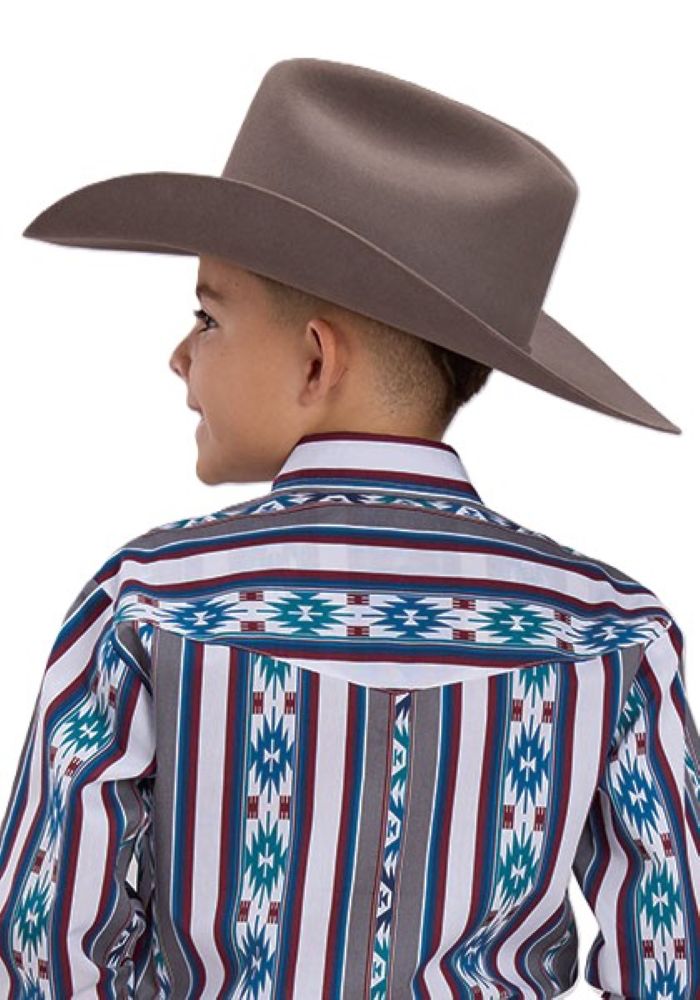 Boy's Vertical Vintage Retro Stripe Western Shirt