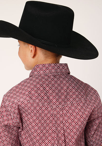 Boy's Roper Red Diamond Foulard Western Shirt w/ Buttons