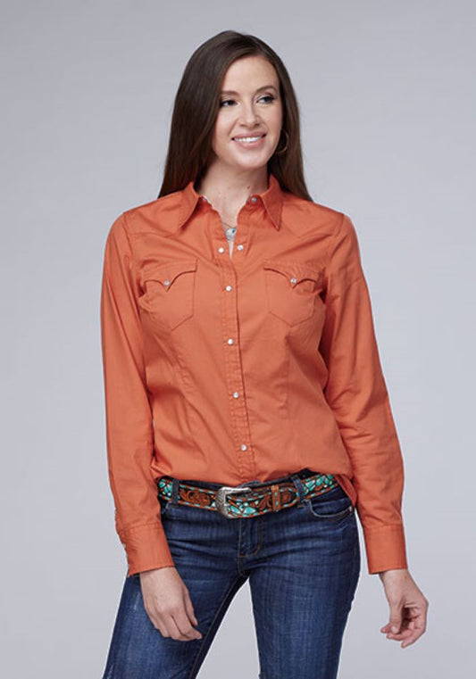 Women's 100% Cotton Poplin Tangerine Western Shirt