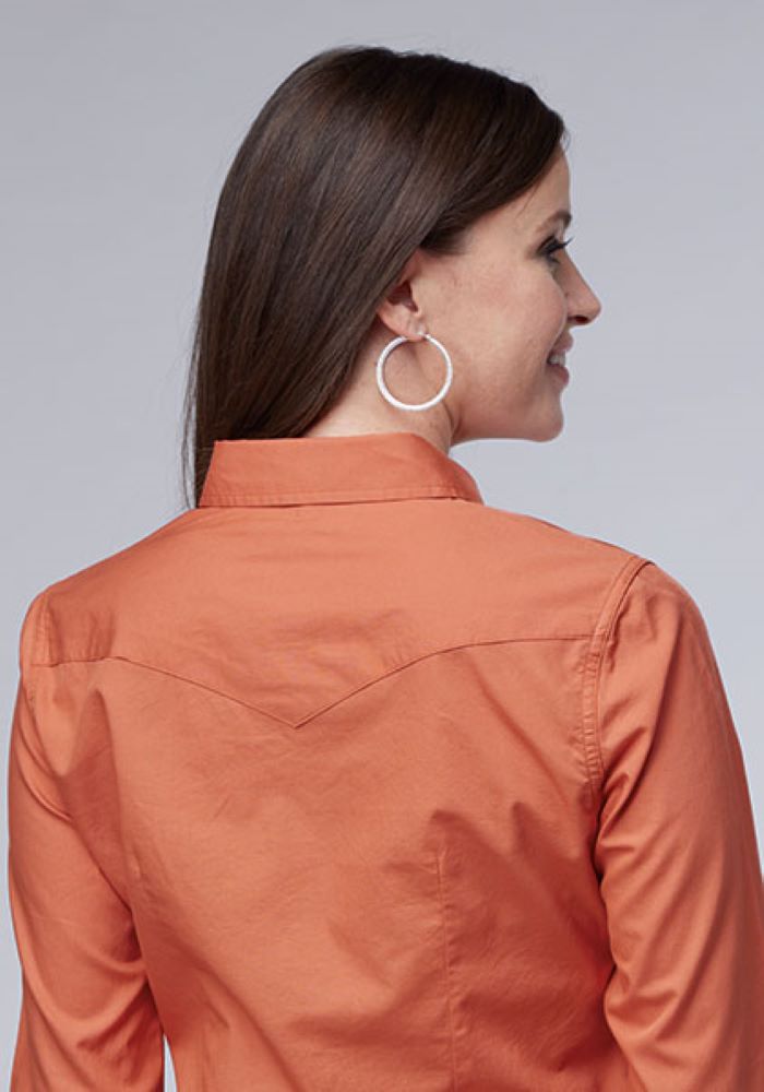 Women's 100% Cotton Poplin Tangerine Western Shirt