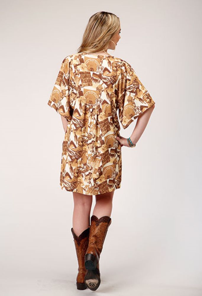 Women's Collage Printed Rayon Pheasant Dress