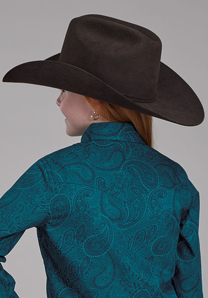 Roper Girl's Tonal Paisley Long Sleeve