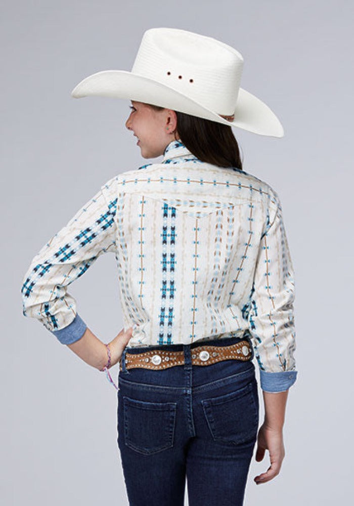 Girl's Roper Aztec Stripe Performance Western Shirt