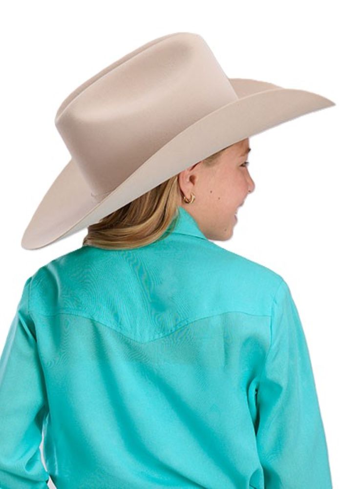 Girl's Western w Fringe Show Shirt Turquoise
