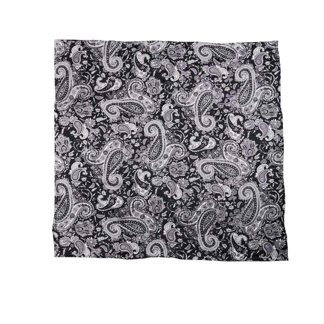 33" x 33" Black silver Paisley Wild Rag