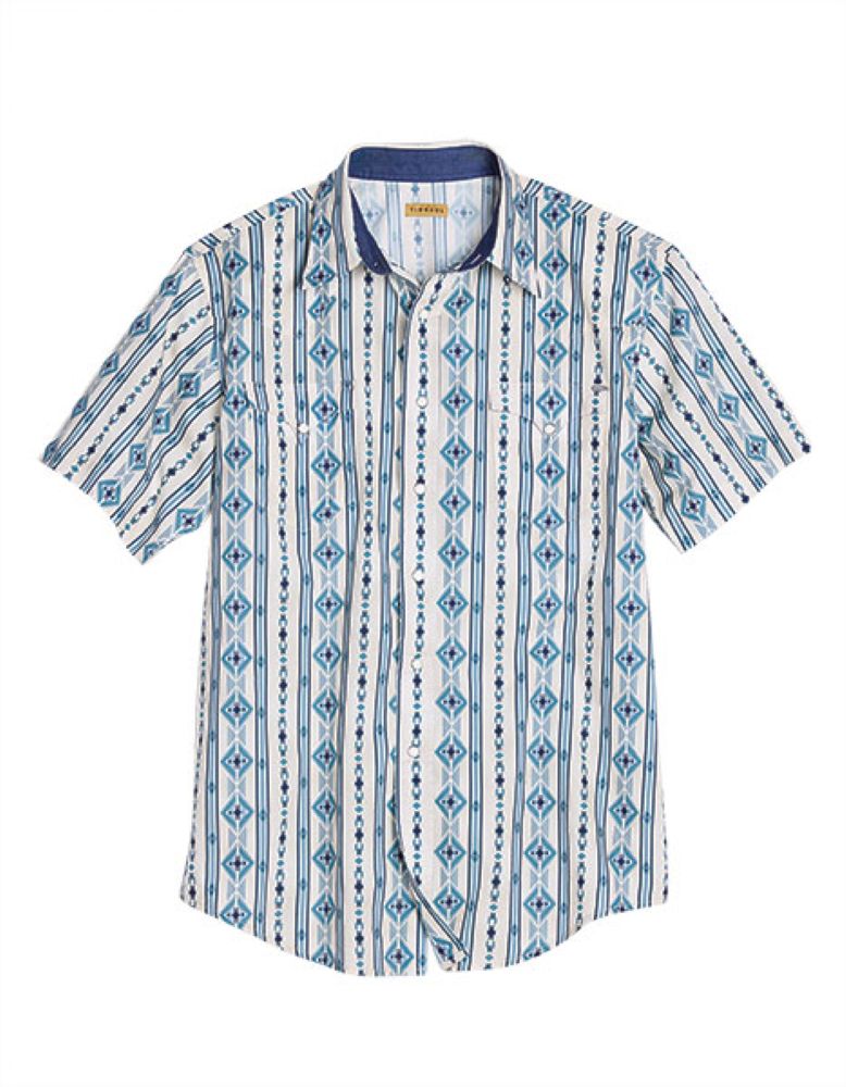 Tin Haul Men's Short Sleeve Vertical Aztec Western Shirt