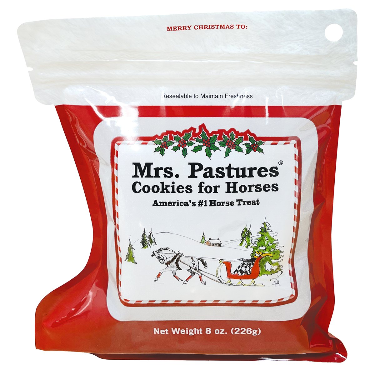 Mrs. Pastures Cookies For Horses in Christmas Stocking Package 8 oz.