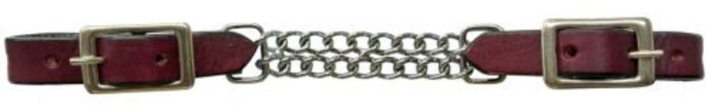 Leather Curb Strap w/ Double chain - 4 Colors