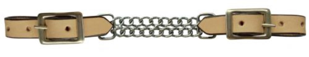 Leather Curb Strap w/ Double chain - 4 Colors