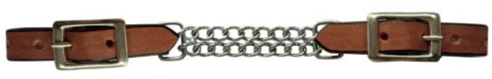 Leather Curb Strap w/ Double chain - 4 Colors