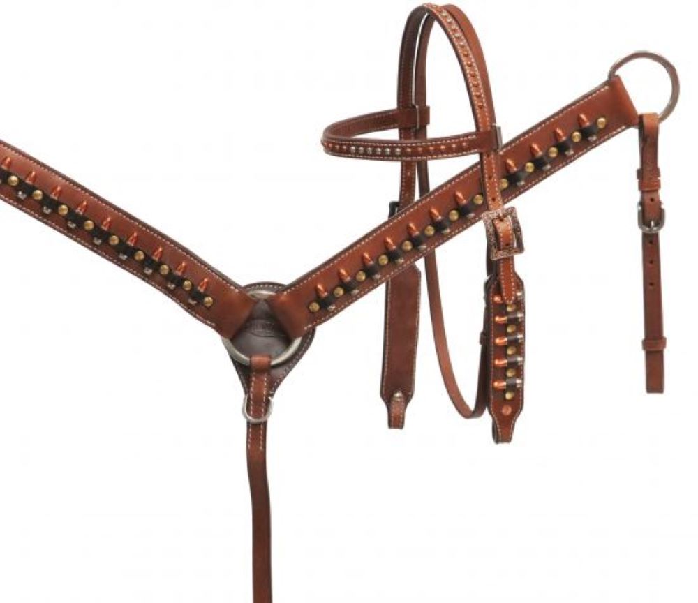 Showman 'Ammo Belt' Headstall & Breast Collar Set w/ Reins