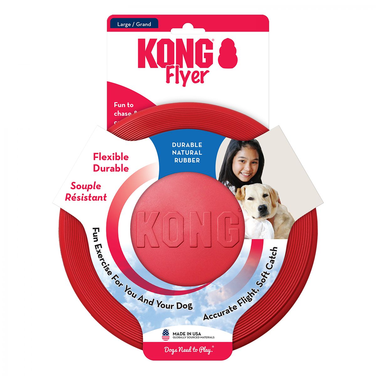 KONG Flyer Red Rubber Small or Large Frisbee Dog Toy