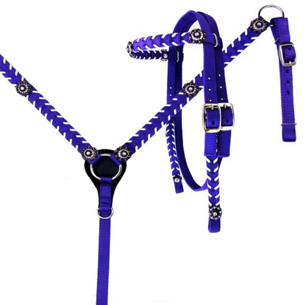 Horse Nylon Breast Collar & Bridle Headstall Set
