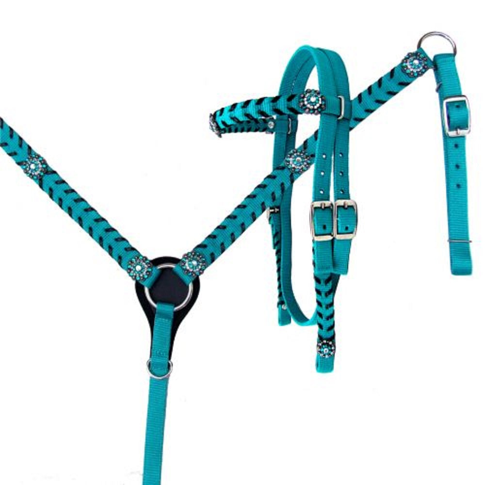 Horse Nylon Breast Collar & Bridle Headstall Set