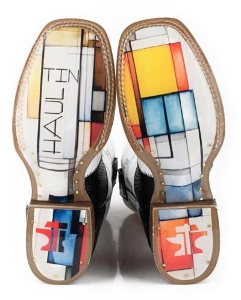 Women's Tin Haul Black & White Cowboy Boots