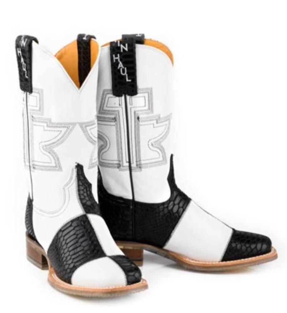 Women's Tin Haul Black & White Cowboy Boots