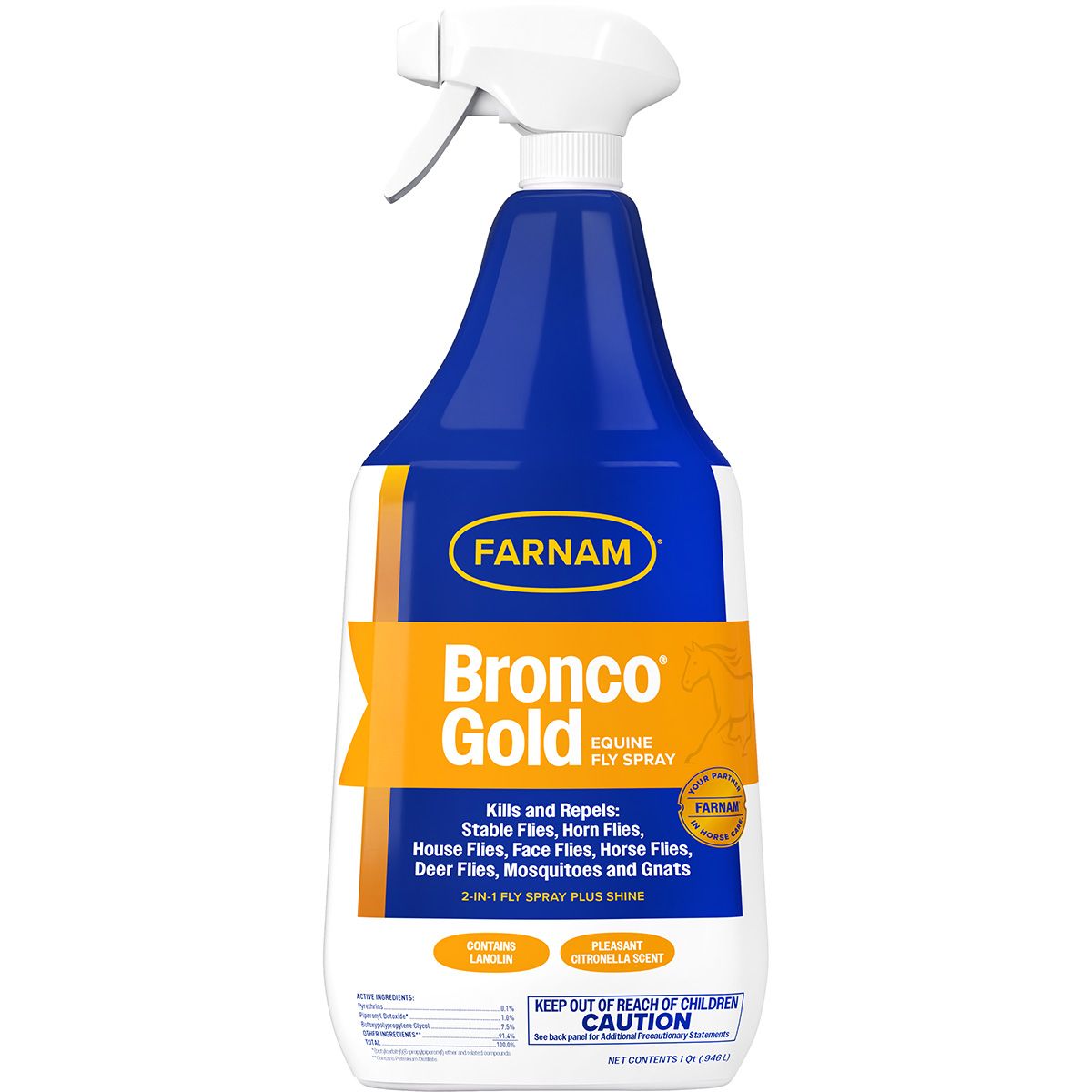Farnam Bronco Gold Equine Fly Spray Quart 32 oz.