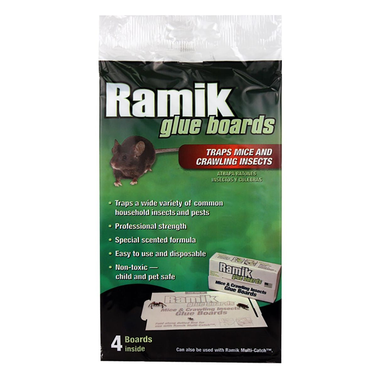 4 pk. Ramik Mouse And Crawling Insects Glue Boards