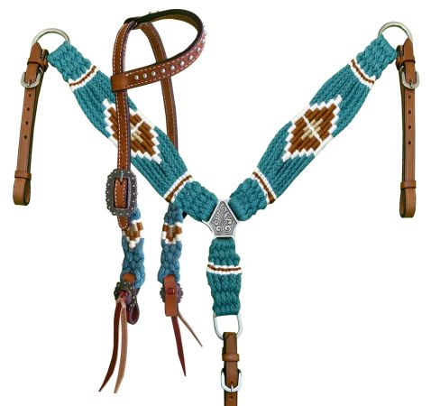 Showman Pony Size Corded One Ear Headstall & Breast Collar Set