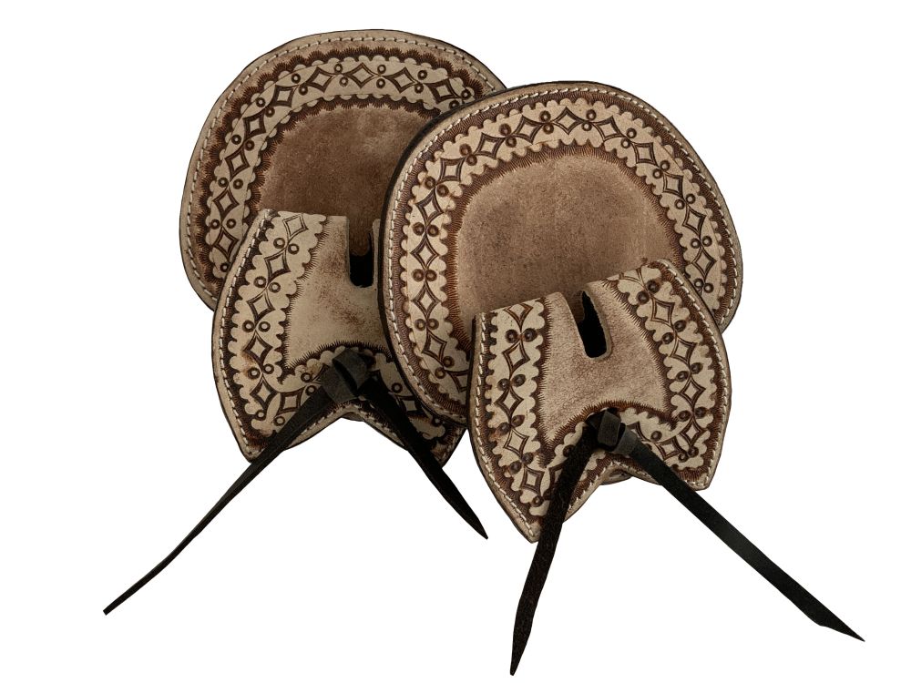 Flap Style Tooled Leather Cinch Buckle Guard