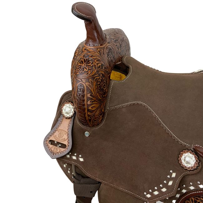 Circle S Chocolate Calico Barrel Style Saddle 15" seat