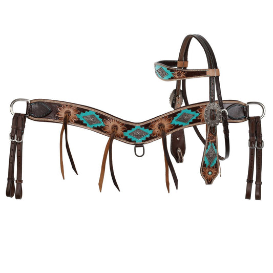Showman Aztec Bloom Browband Headstall Breastcollar