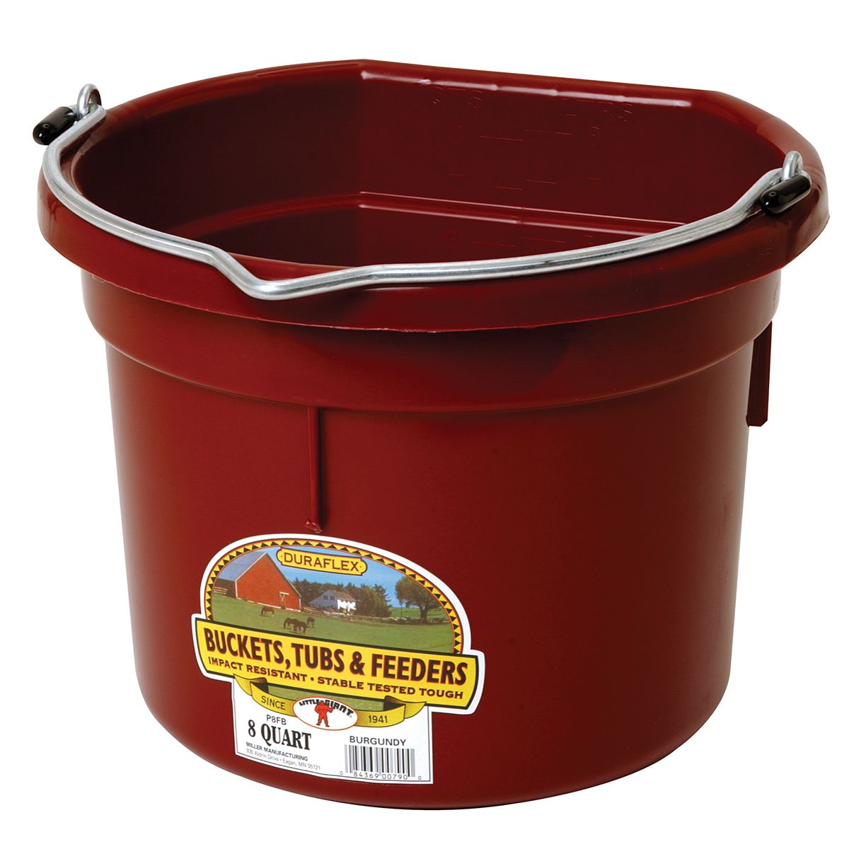 8 Quart Duraflex Plastic Flat Back Bucket