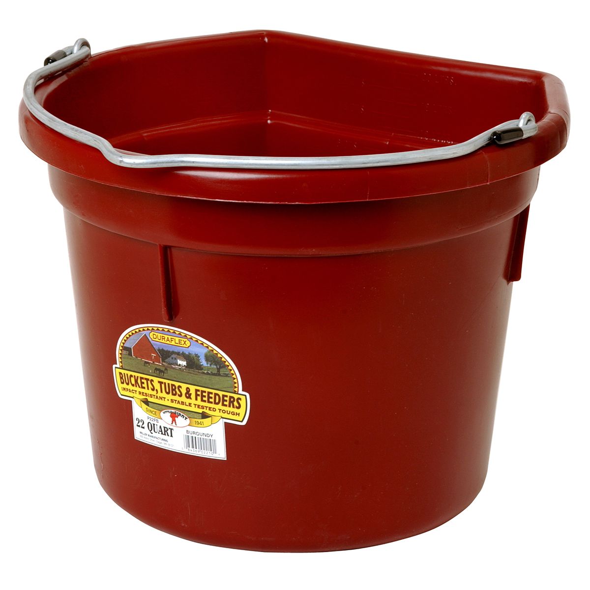 DuraFlex Plastic Flatback Bucket Burgundy 22 Qt