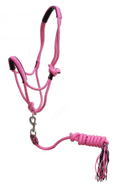 Pony braided nylon rope halter with lead