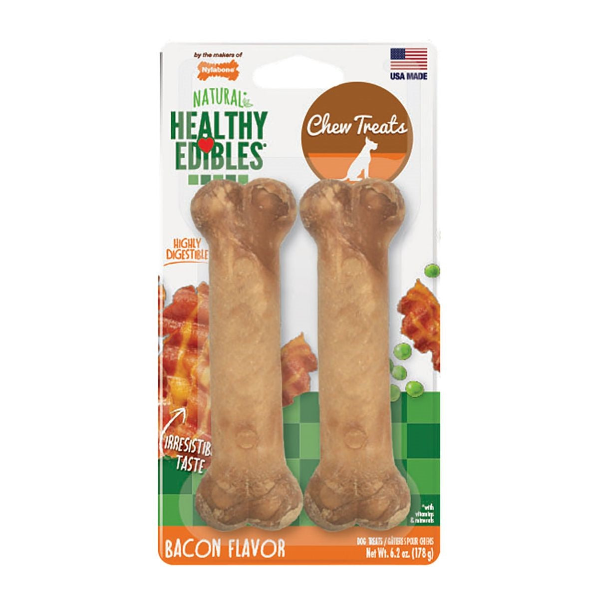 2 pack Healthy Edibles Dog Chew Treats Bacon (up to 35 lbs.)