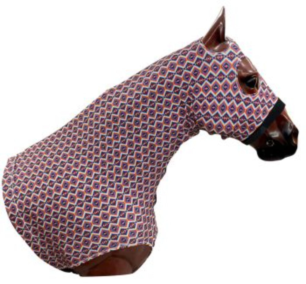 Rainbow Aztec Lycra Horse Hood