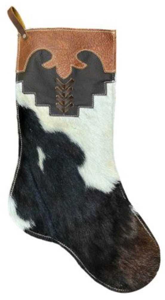 Black And White Hair-On Cowhide Christmas Stocking