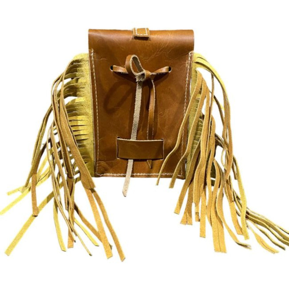 Golden Plains Cowhide Rear Cinch Cell Phone Case Bag