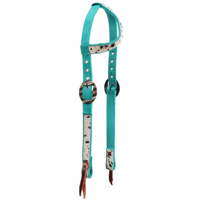 Showman Speckled Teal Nylon One Ear Headstall and Breastcollar Set